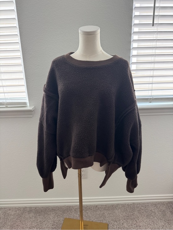 We The Free Sweaters - Free People ‘ We The Free ‘ Cozy Brown Sherpa Crewneck Sweater sz M